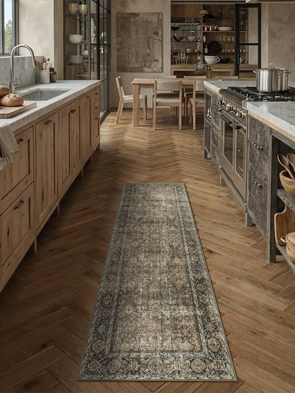 Brown Runner Rug 2x6 Vintage Traditional Distressed